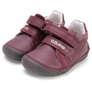 Pantofi copii fete din piele Barefoot DD Step, Visiniu – S070-52778B