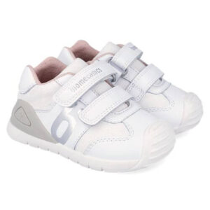 Pantofi copii fete din piele Biomecanics, Alb – 262121-D313