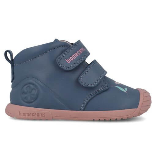 Pantofi copii fete din piele Biomecanics, model inalt, Albastru – 251106-A556