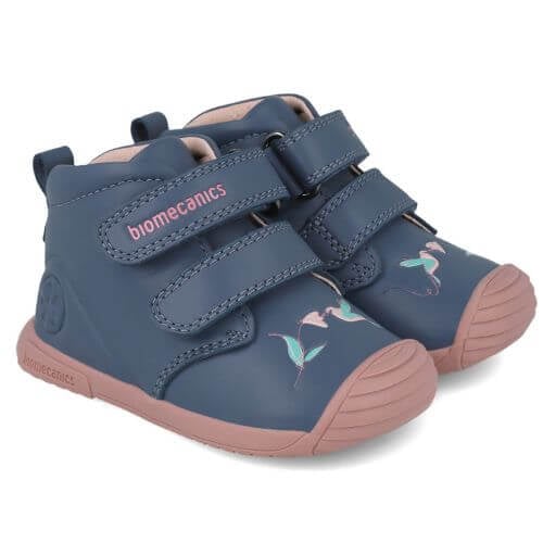 Pantofi copii fete din piele Biomecanics, model inalt, Albastru – 251106-A556 Pantofi copii fete din piele Biomecanics, model inalt, Albastru – 251106-A556