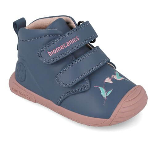 Pantofi copii fete din piele Biomecanics, model inalt, Albastru – 251106-A556