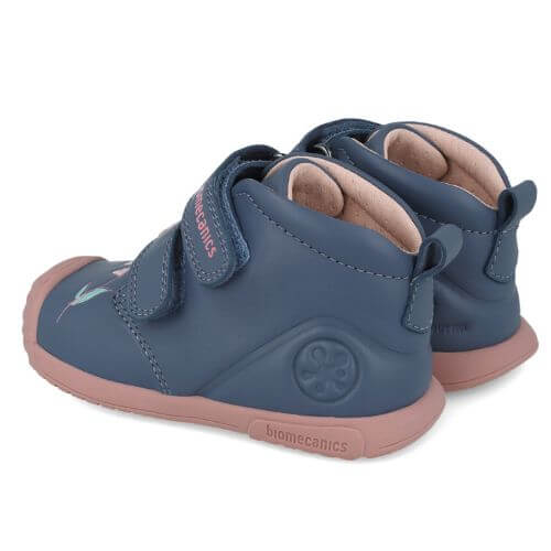 Pantofi copii fete din piele Biomecanics, model inalt, Albastru – 251106-A556