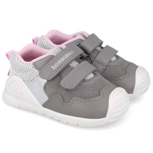 Pantofi copii fete din piele Biomecanics, Gri – 251110-A154