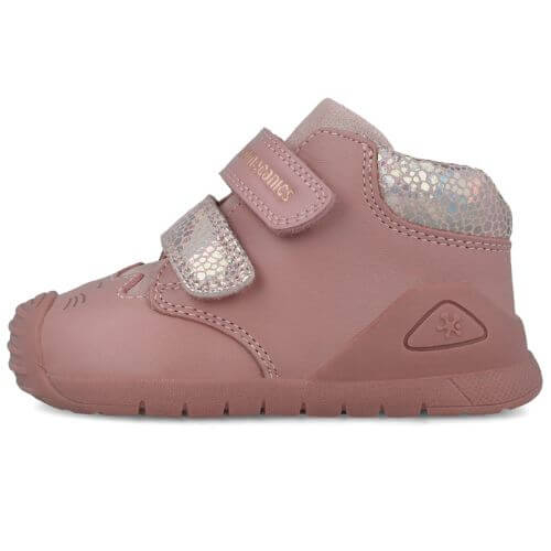 Pantofi copii fete din piele Biomecanics, model inalt, Roz – 251109-B159