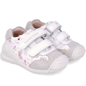 Pantofi copii fete din piele Biomecanics, Alb – 252100-B050