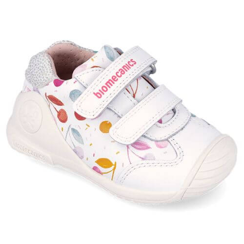 Pantofi copii fete din piele Biomecanics, Alb – 262102-B050