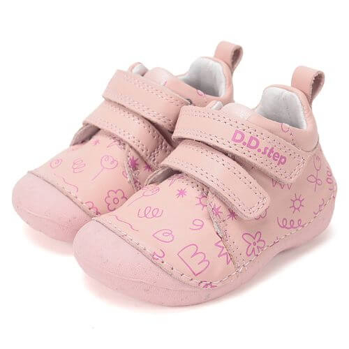 Pantofi copii fete din piele DD Step, Roz – S015-61675A