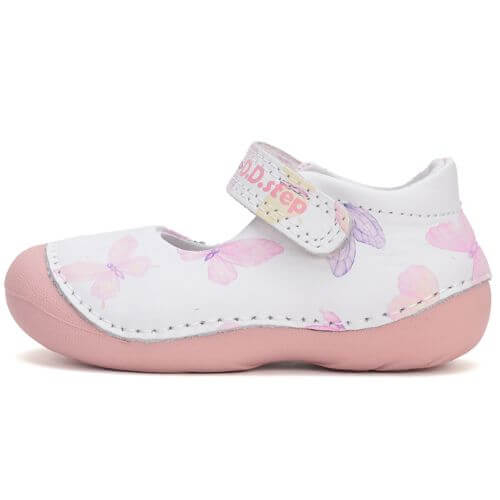 Balerini copii fete din piele DD Step, Alb – H015-51291