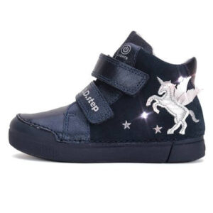 Pantofi copii fete din piele DD Step cu LED, Albastru – A068-52459