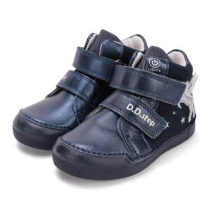 Pantofi copii fete din piele DD Step cu LED, Albastru – A068-52459