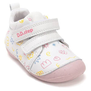 Pantofi copii fete din piele DD Step, Alb – S015-61675