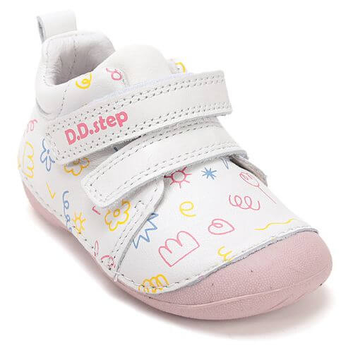 Pantofi copii fete din piele DD Step, Alb – S015-61675