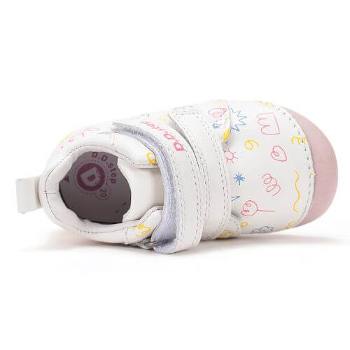 Pantofi copii fete din piele DD Step, Alb – S015-61675