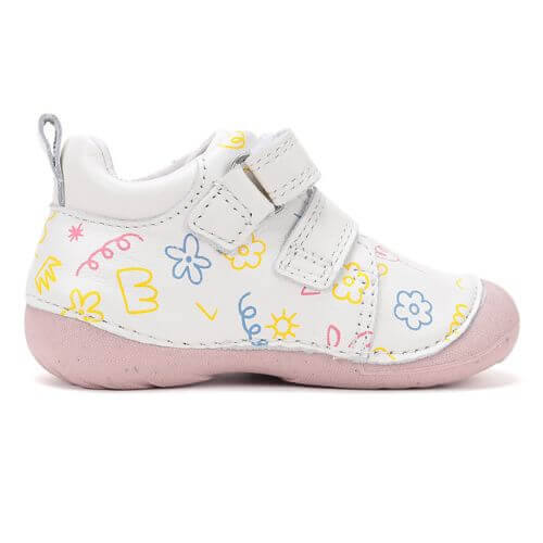 Pantofi copii fete din piele DD Step, Alb – S015-61675