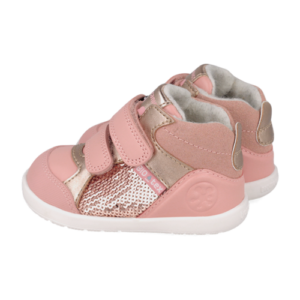 Pantofi copii fete din piele imblaniti Biomecanics, Roz-Auriu – 261167-B193FB
