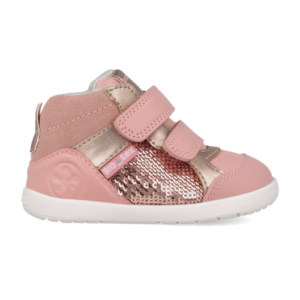 Pantofi copii fete din piele imblaniti Biomecanics, Roz-Auriu – 261167-B193FB