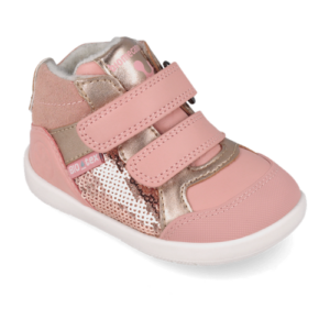 Pantofi copii fete din piele imblaniti Biomecanics, Roz-Auriu – 261167-B193FB