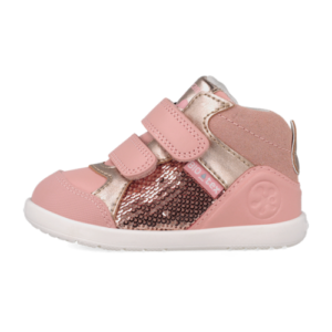 Pantofi copii fete din piele imblaniti Biomecanics, Roz-Auriu – 261167-B193FB