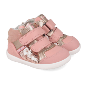 Pantofi copii fete din piele imblaniti Biomecanics, Roz-Auriu – 261167-B193FB