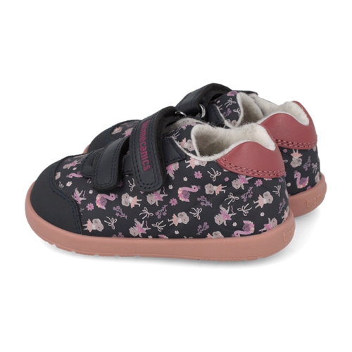 Pantofi copii fete din piele imblaniti Biomecanics, Albastru-Roz – 261162-A183FB