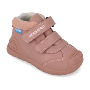 Pantofi copii fete din piele imblaniti Biomecanics, Roz/Kiss – 261134-E159FB