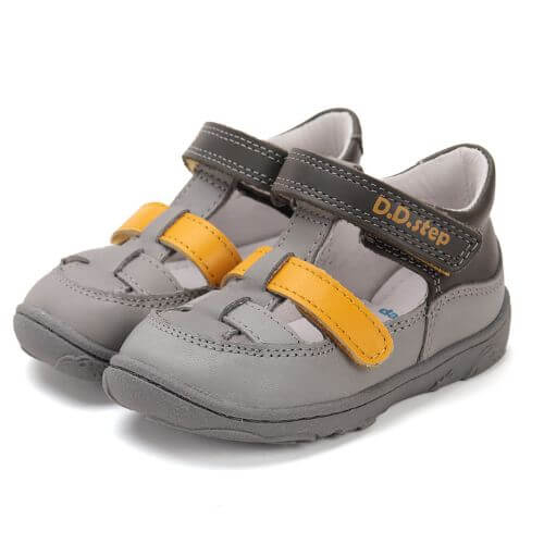 Pantofi decupati copii baieti din piele DD Step, Gri – H077-51332