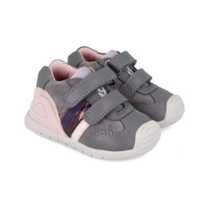 Pantofi copii fete din piele Biomecanics, Gri – 241110-C213