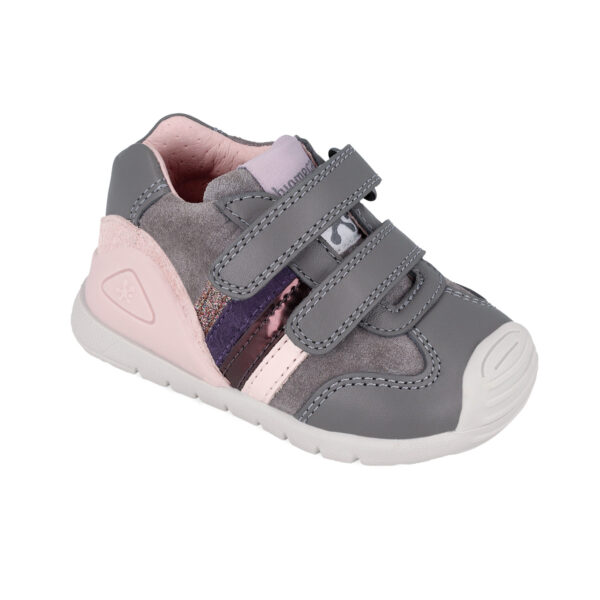 Pantofi copii fete din piele Biomecanics, Gri – 241110-C213