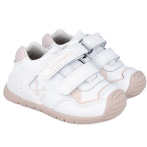 Pantofi copii fete din piele Biomecanics, Alb 241001-B786