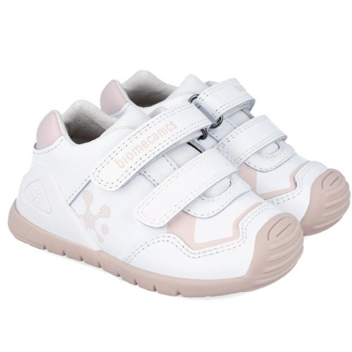 Pantofi copii fete din piele Biomecanics, Alb 241001-B786