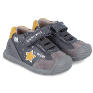 Pantofi copii baieti din piele Biomecanics, Gri – 241129-B093