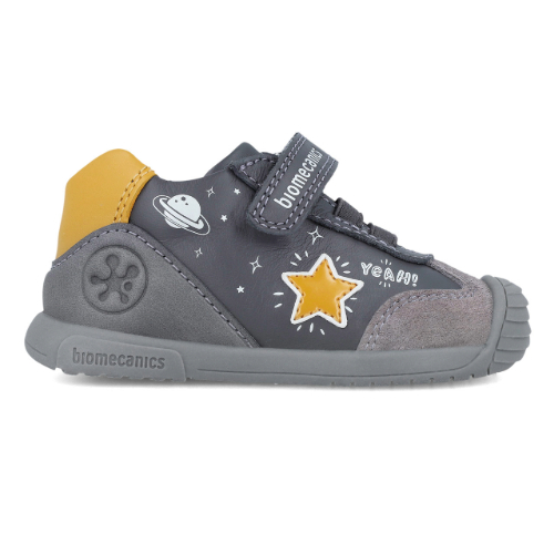Pantofi copii baieti din piele Biomecanics, Gri – 241129-B093