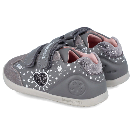 Pantofi copii fete calapod lat din piele Biomecanics, Gri – 241163-B213