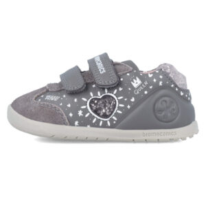 Pantofi copii fete calapod lat din piele Biomecanics, Gri – 241163-B213