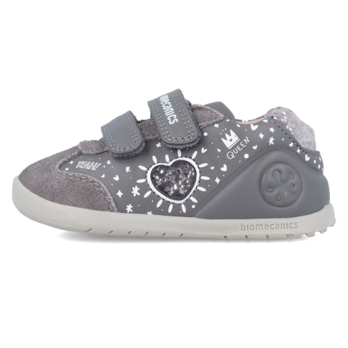 Pantofi copii fete calapod lat din piele Biomecanics, Gri – 241163-B213