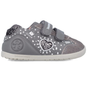 Pantofi copii fete calapod lat din piele Biomecanics, Gri – 241163-B213