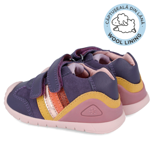 Ghete copii fete din piele imblanite, Biomecanics, Mov – 241110-D783FB