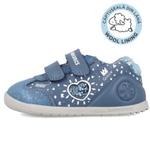 Ghete copii fete din piele imblanite, calapod lat, Biomecanics, Albastru – 241163-A556FB