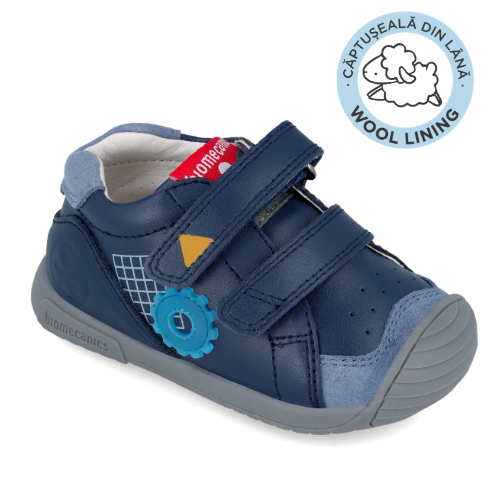 Ghete copii baieti din piele imblanite, Biomecanics, Albastru – 241128-A183FB