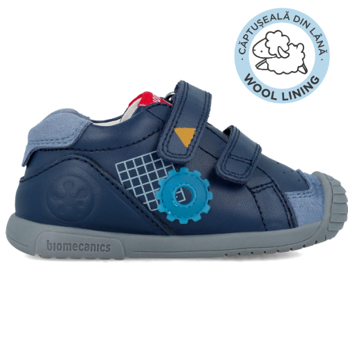 Ghete copii baieti din piele imblanite, Biomecanics, Albastru – 241128-A183FB
