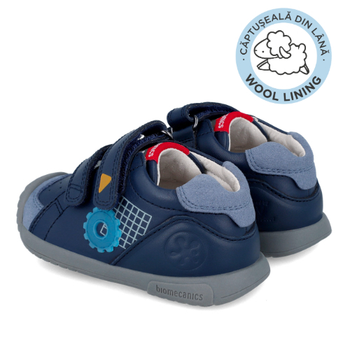 Ghete copii baieti din piele imblanite, Biomecanics, Albastru – 241128-A183FB