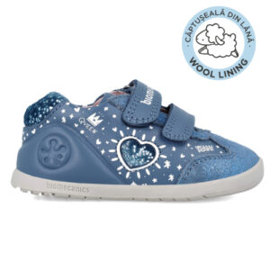 Ghete copii fete din piele imblanite, calapod lat, Biomecanics, Albastru – 241163-A556FB