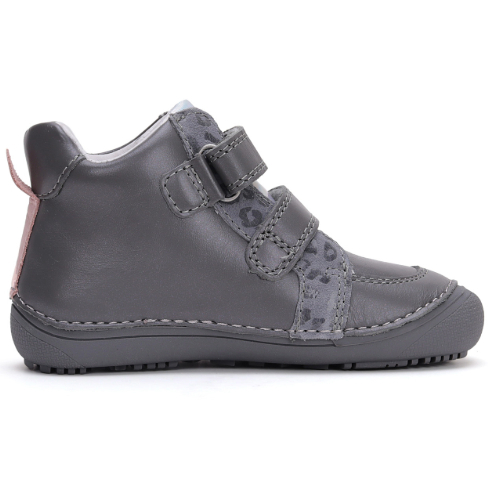 Pantofi copii fete din piele Barefoot DD Step, Gri – A063-42804A