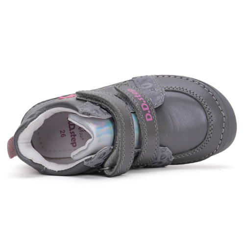 Pantofi copii fete din piele Barefoot DD Step, Gri – A063-42804A