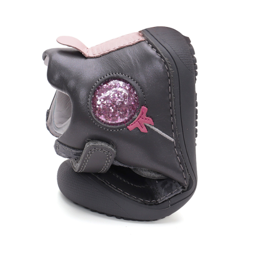 Pantofi copii fete din piele Barefoot DD Step, Gri – A063-42804A