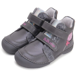 Pantofi copii fete din piele Barefoot DD Step, Gri – A063-42804A