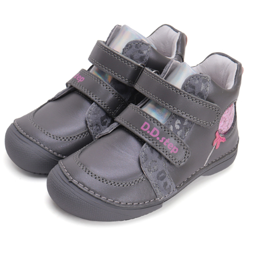Pantofi copii fete din piele Barefoot DD Step, Gri – A063-42804A