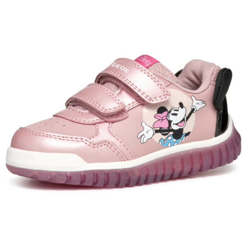 Pantofi copii fete Minnie Mouse cu LED din textil Geox, Roz – B4661P_0AJ02_C8179
