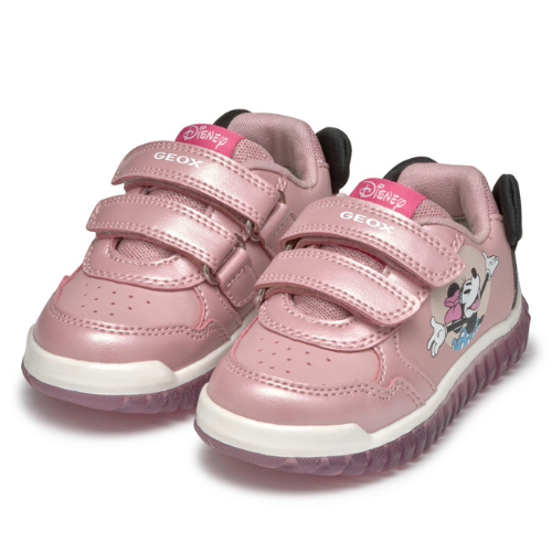 Pantofi copii fete Minnie Mouse cu LED din textil Geox, Roz – B4661P_0AJ02_C8179