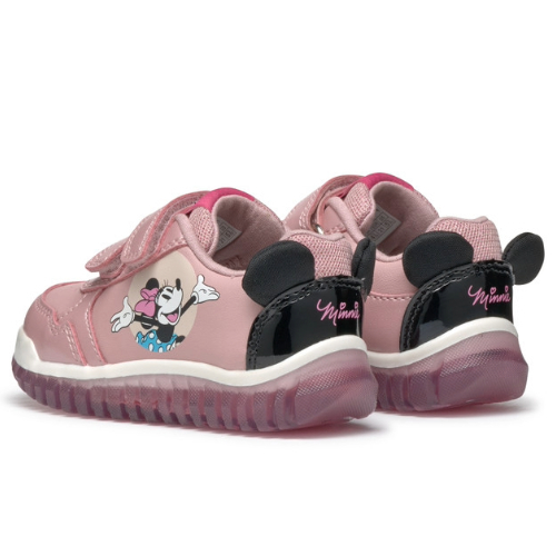 Pantofi copii fete Minnie Mouse cu LED din textil Geox, Roz – B4661P_0AJ02_C8179
